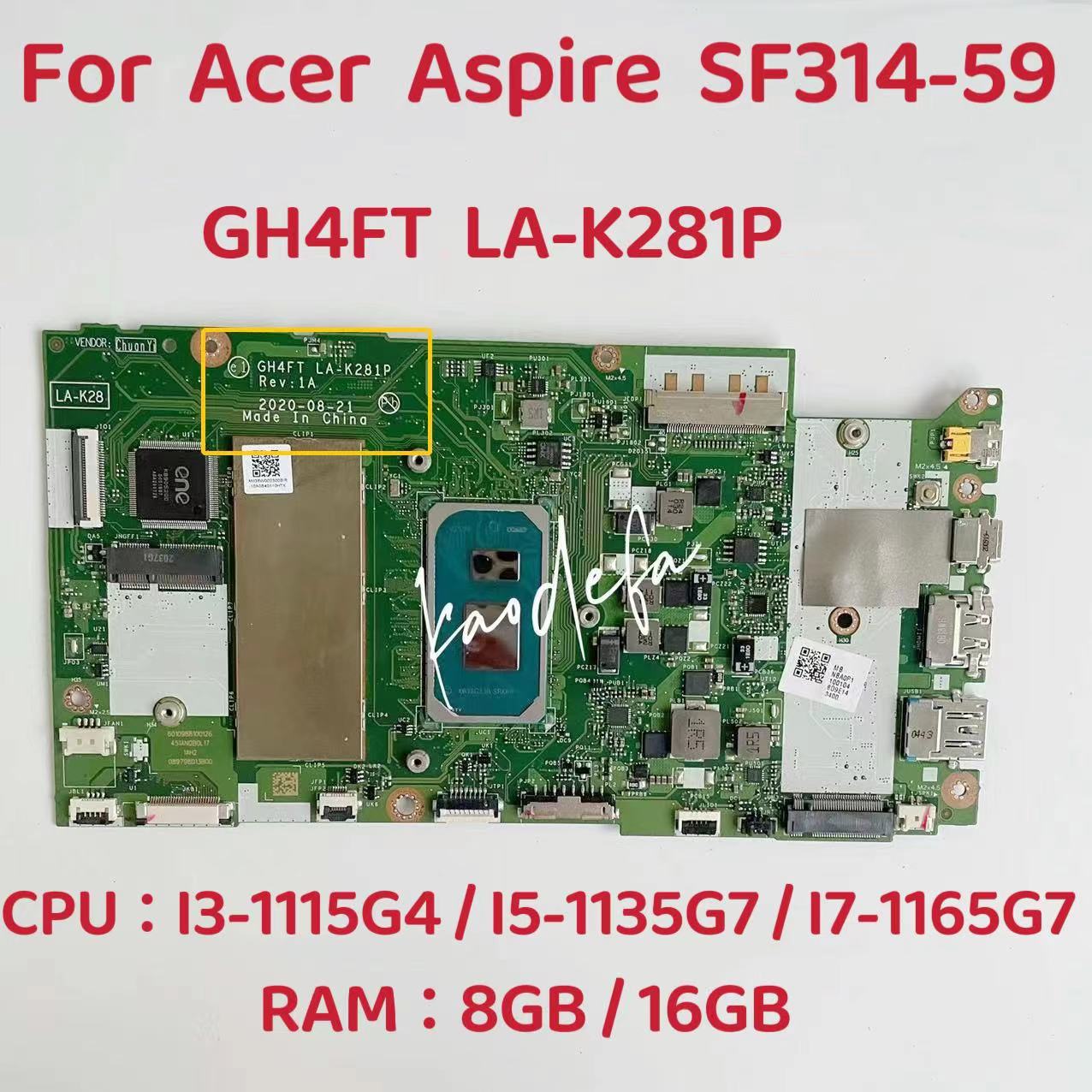 Ddr4 8Gb - ノートパソコンのマザーボード Acer Aspire SF314-59 GH4FT LA-K281P