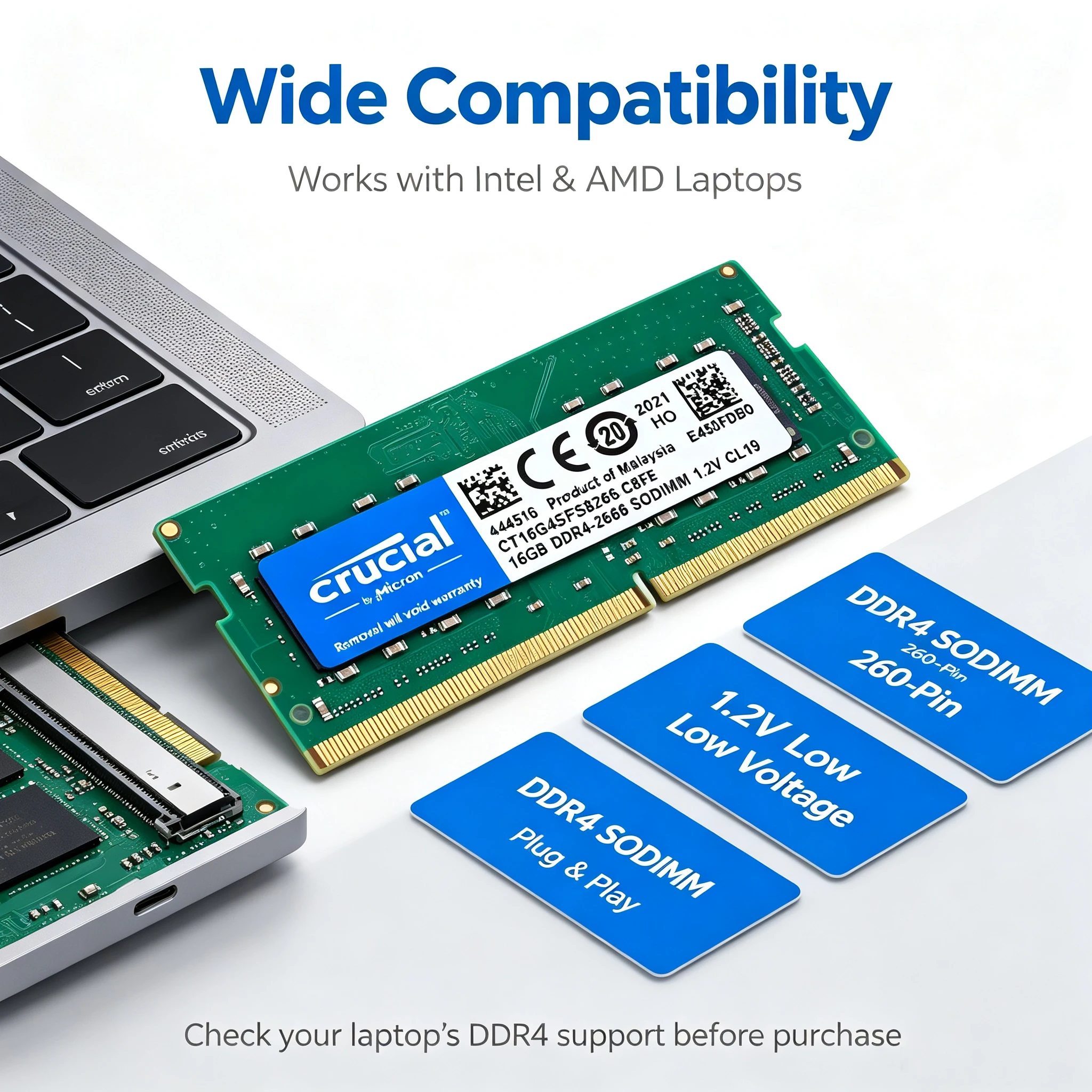Crucial DDR4ノートパソコン用RAM SODIMM - Ddr4 2400Mhz のレビューと価格